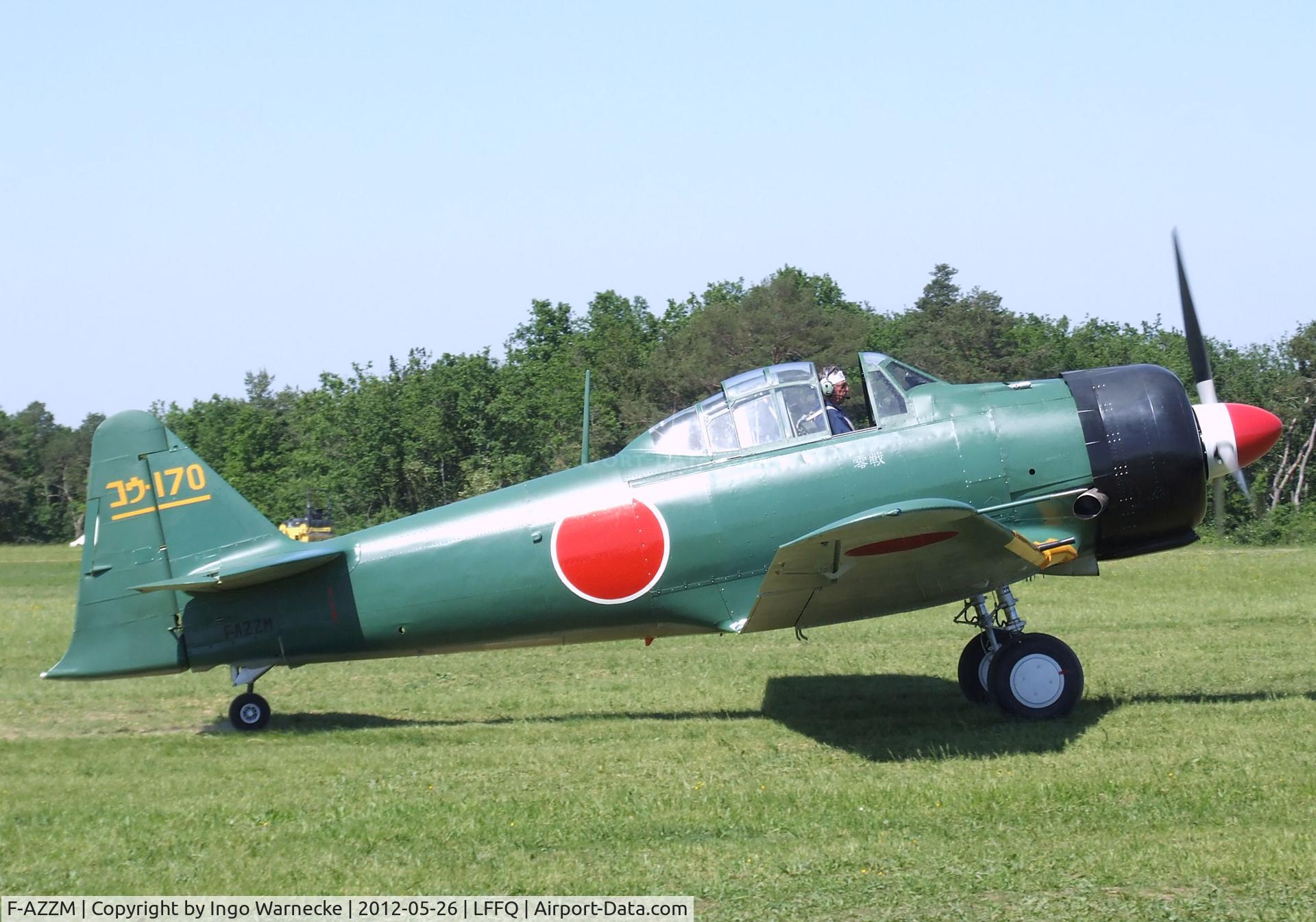 F-AZZM, 2000 North American AT-6B Texan C/N SA-32, North American AT-6B Texan (converted to A6M Zero-look-alike) at the Meeting Aerien 2012, La-Ferte-Alais