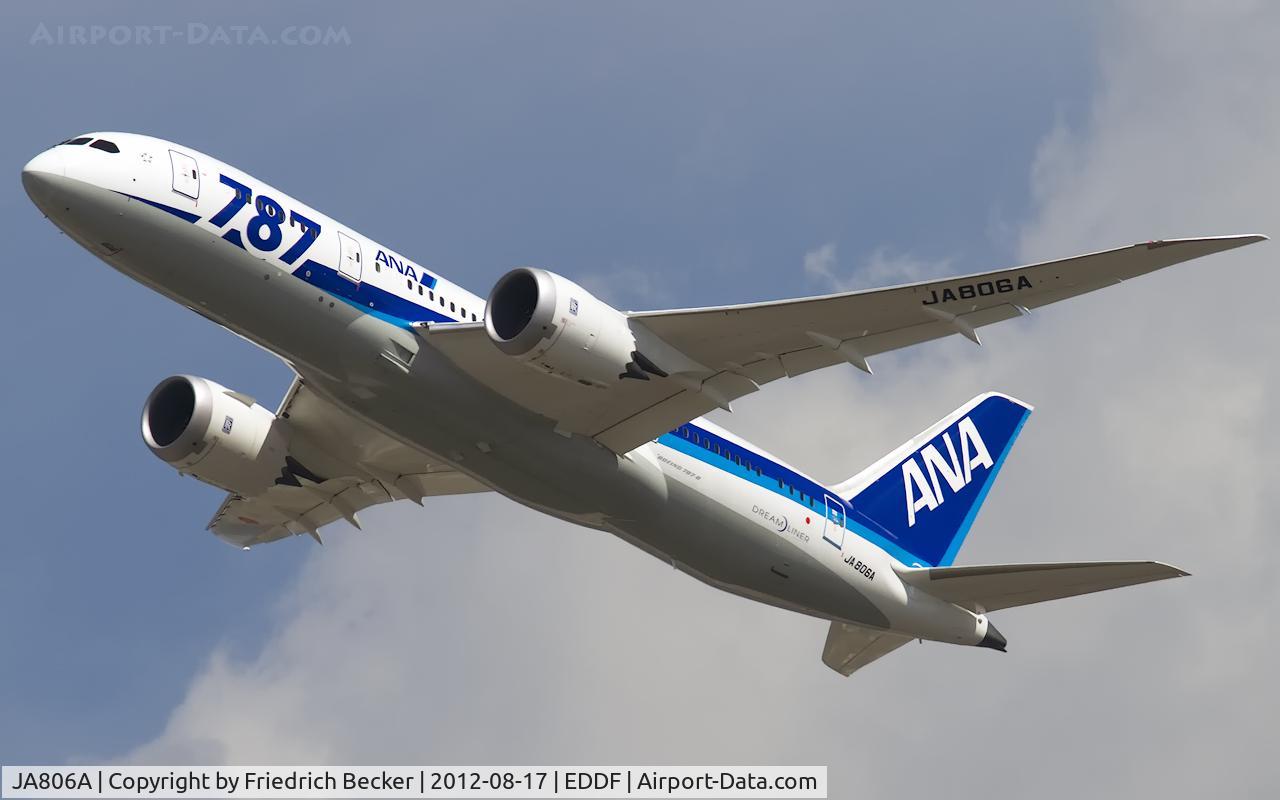 JA806A, 2012 Boeing 787-8 Dreamliner C/N 34515, departure from Frankfurt