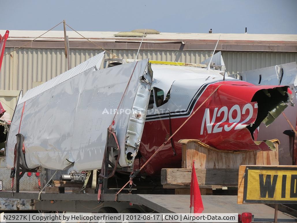 N2927K, 1979 Cessna 180K Skywagon C/N 18053132, Aircraft on the trailer after the accident
