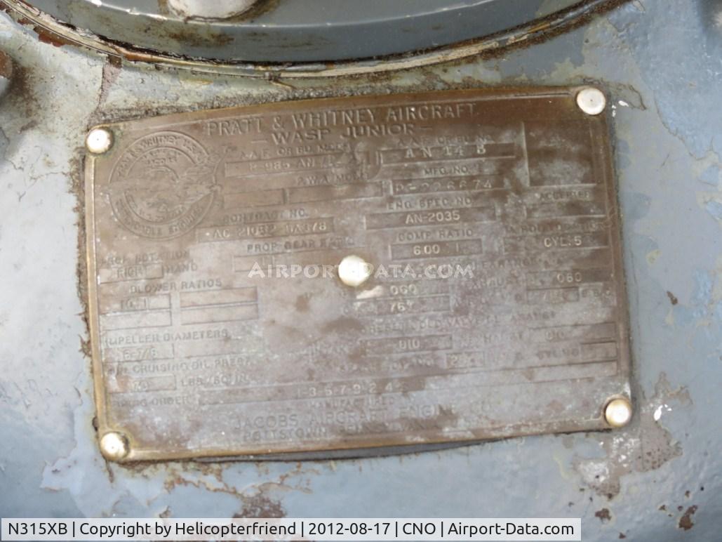 N315XB, Max Holste MH-1521M Broussard C/N 23, Engine plate for a P&W Wasp Junior