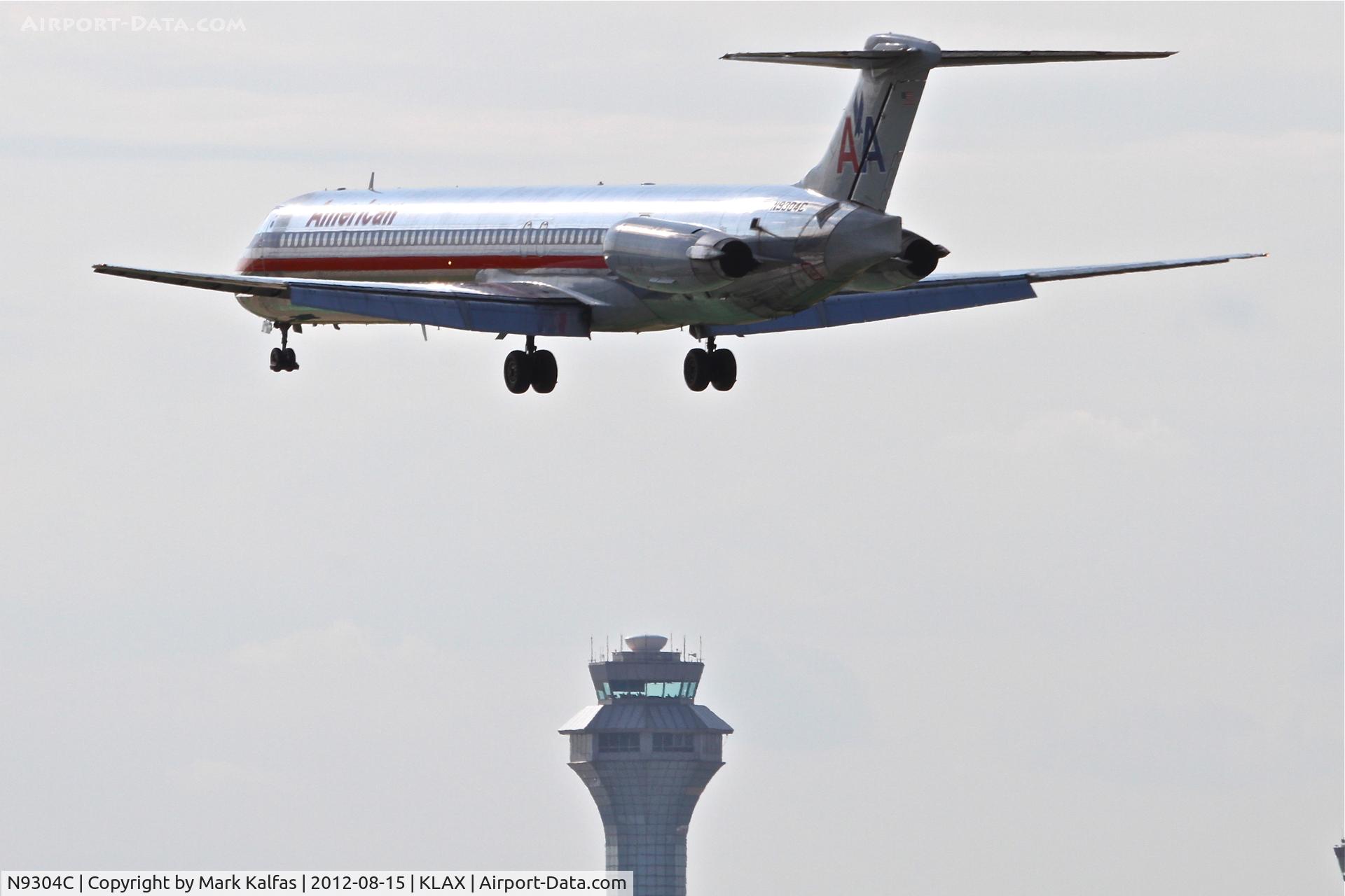 N9304C, 1987 McDonnell Douglas MD-83 (DC-9-83) C/N 49530, American Airlines Mcdonnell Douglas DC-9-83, AAL1972 arriving from Kansas City/KMCI, RWY 28 approach KORD.