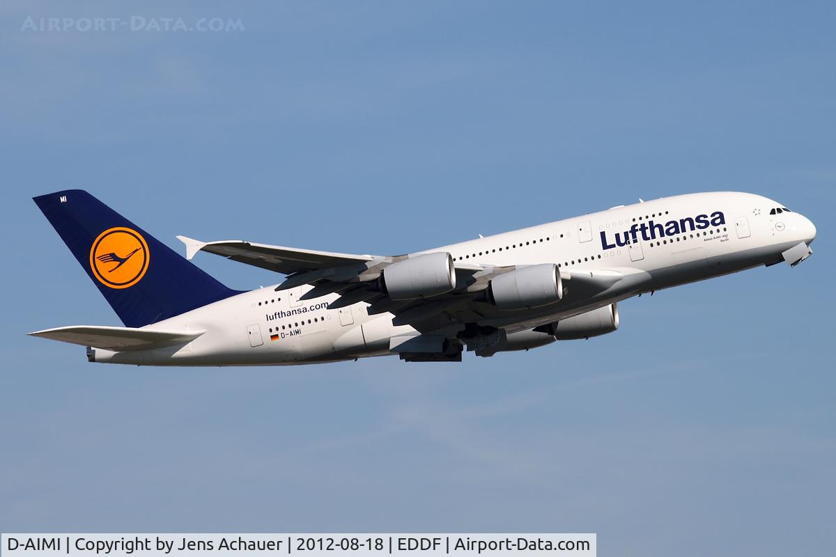 D-AIMI, 2011 Airbus A380-841 C/N 072, Take off to SFO
