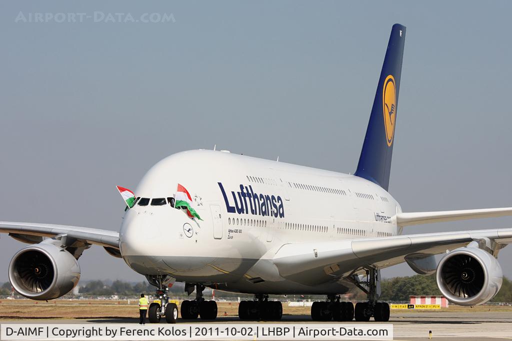 D-AIMF, 2011 Airbus A380-841 C/N 066, Ferihegy