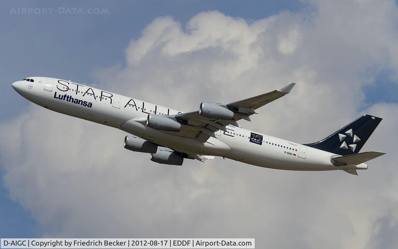 D-AIGC, 1993 Airbus A340-311 C/N 027, departure from Frankfurt
