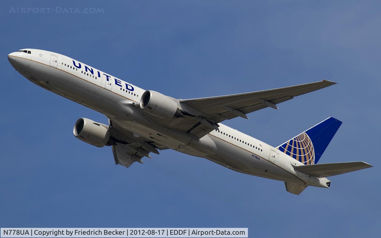 N778UA, 1996 Boeing 777-222 C/N 26940, departure from Frankfurt