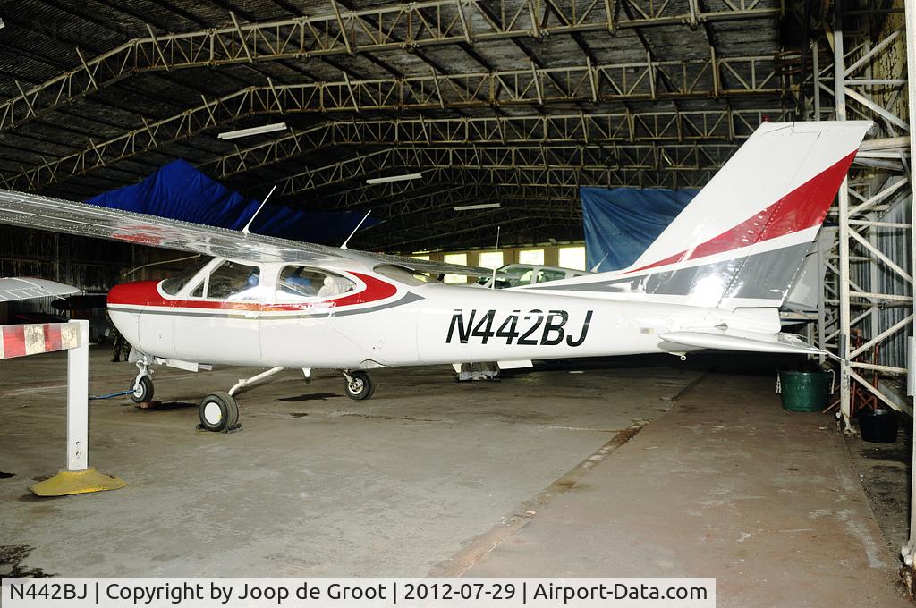 N442BJ, 1973 Reims F177RG Cardinal RG C/N 0094, in the civil hangar at RAF Kirknewton