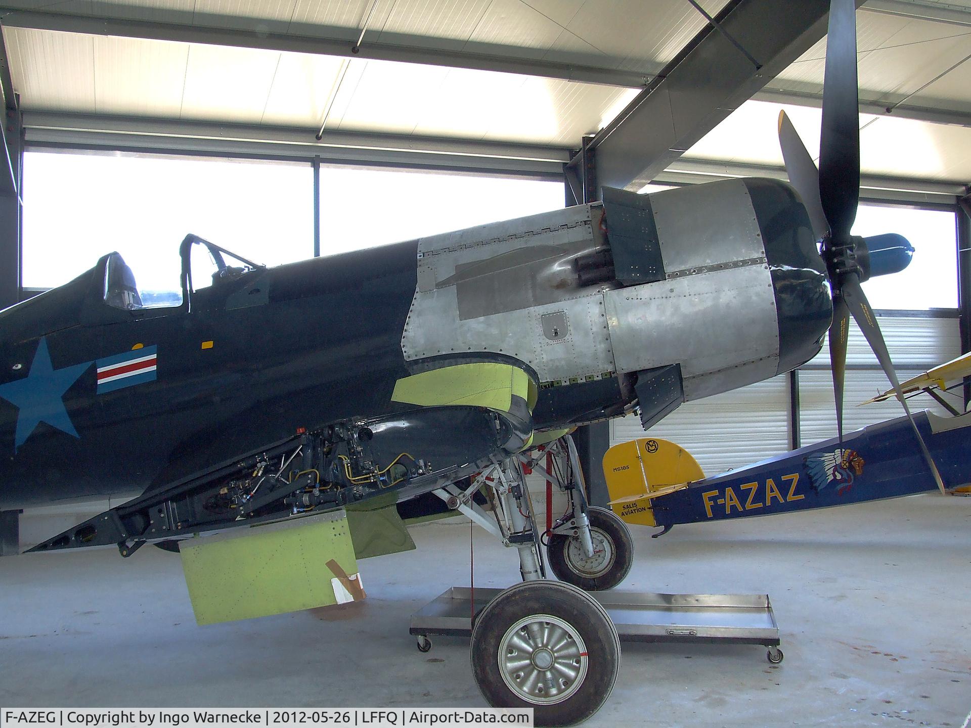 F-AZEG, 1944 Vought F4U-5NL Corsair C/N 124-724, Vought F4U-5NL Corsair (minus wings, being restored) at the Meeting Aerien 2012, La-Ferte-Alais