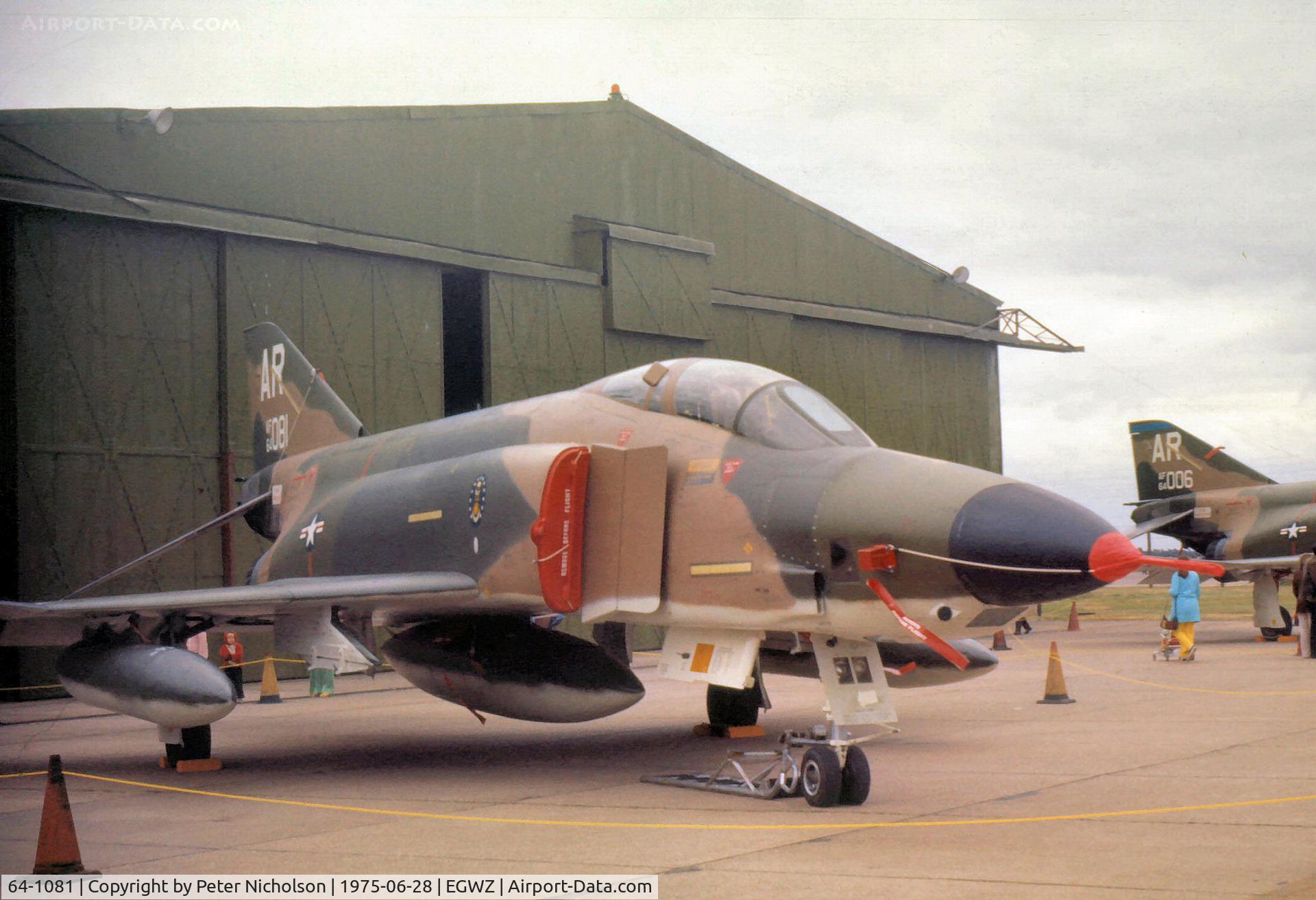 64-1081, 1964 McDonnell RF-4C Phantom II C/N 1168, RF-4C Phantom II of 1st Tactical Reconnaissance Squadron/10th Tactical Reconnaissance Wing at RAF Alconbury on display at the 1975 RAF Alconbury Airshow.