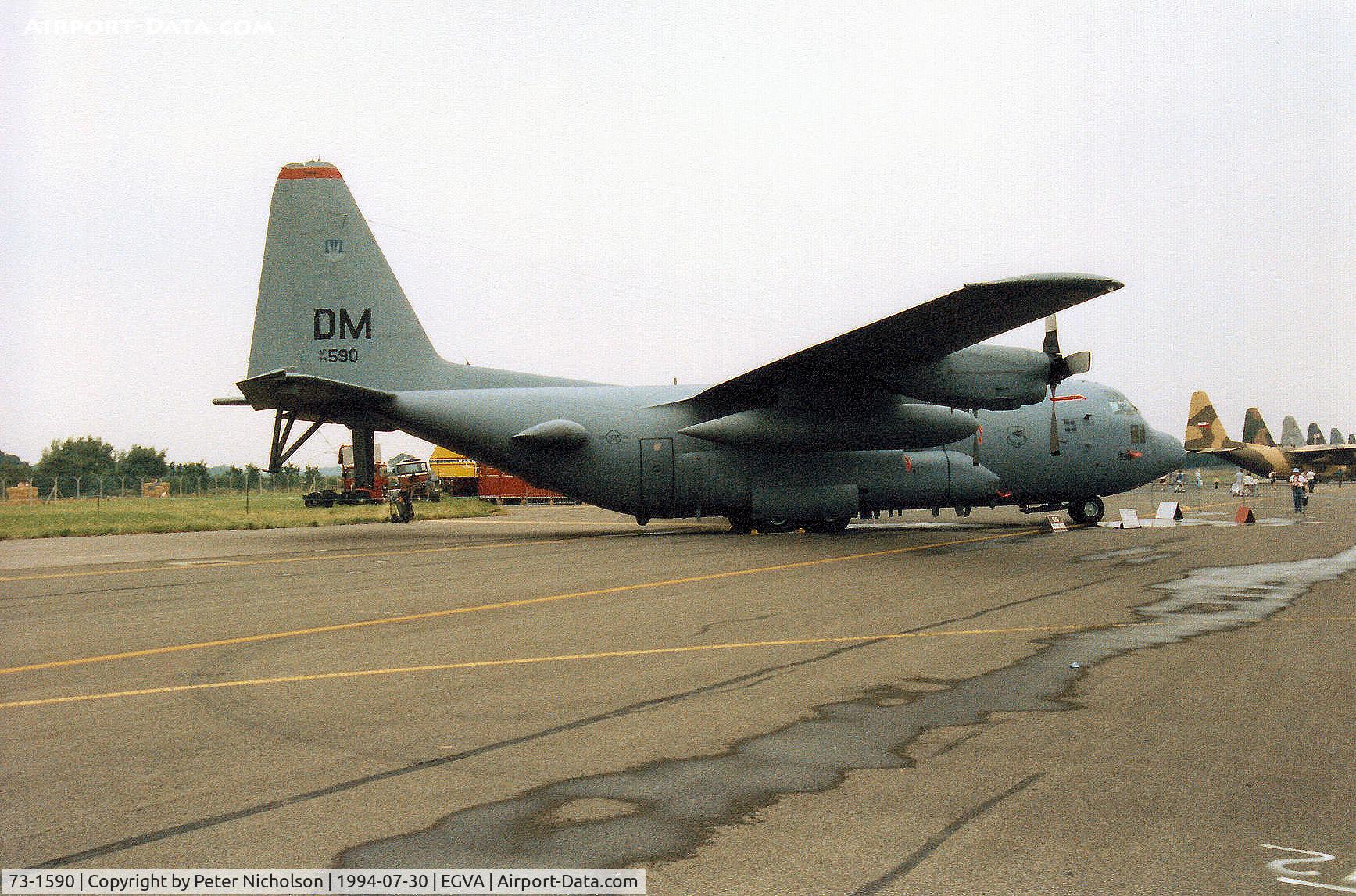 73-1590, 1973 Lockheed EC-130H Compass Call C/N 382-4554, EC-130H Compass Call, callsign Cruet 36, of the 43rd Electronic Combat Squadron/355th Wing on display at the 1994 Intnl Air Tattoo at RAF Fairford.
