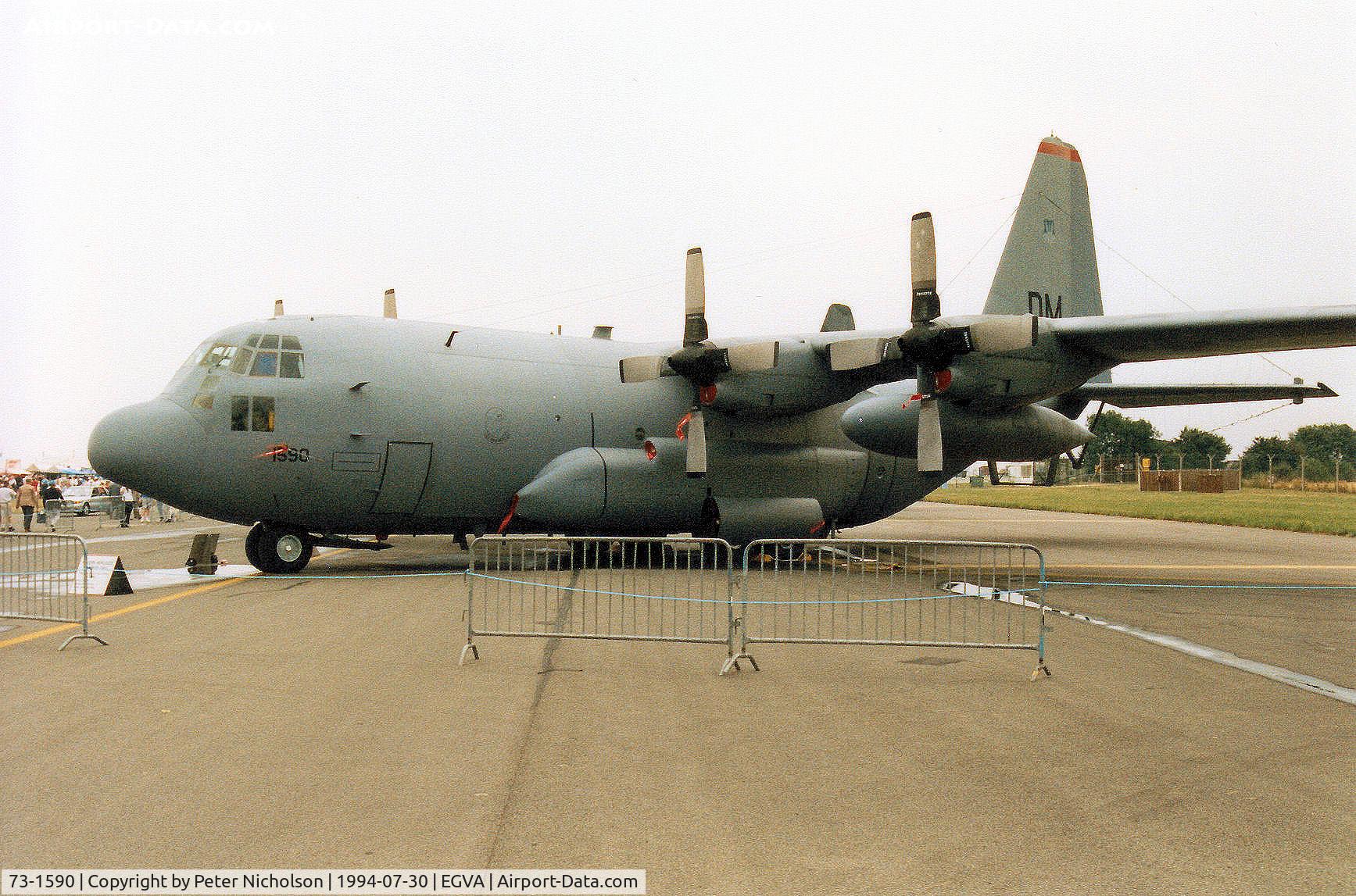 73-1590, 1973 Lockheed EC-130H Compass Call C/N 382-4554, Another view of the EC-130H Compass Call, callsign Cruet 36, of the 43rd Electronic Combat Squadron/355th Wing on display at the 1994 RAF Fairford Intnl Air Tattoo.