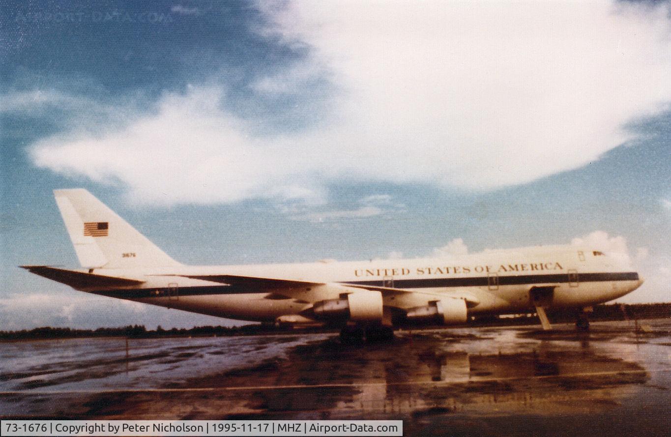 73-1676, 1973 Boeing E-4B C/N 20682, E-4A of the 1st Airborne Command & Control Squadron seen at RAF Mildenhall in November 1995.