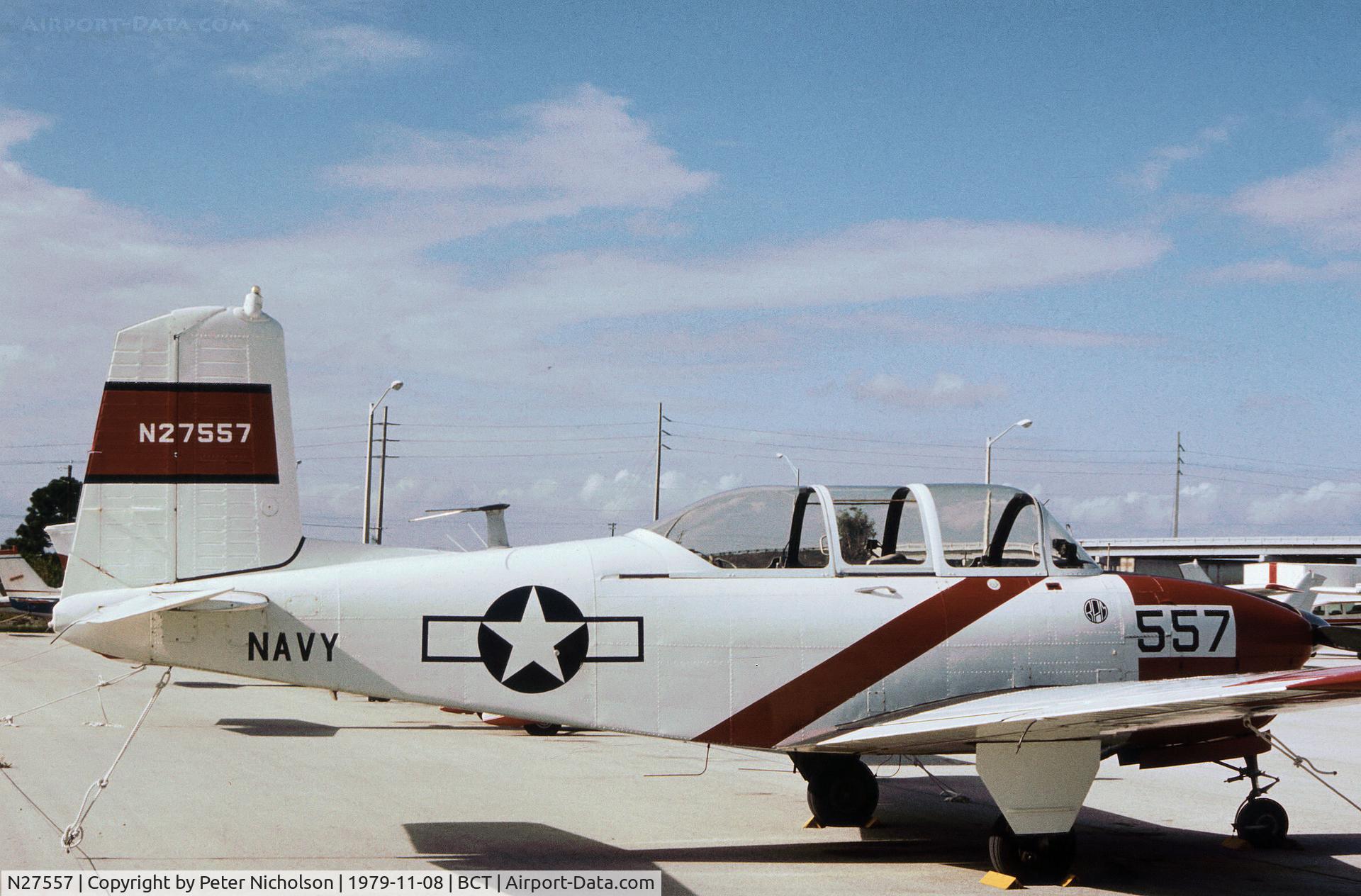 N27557, 1955 Beech A45 C/N G-697, Former Beech T-34 Mentor 55-0140 as seen at Boca Raton in November 1979.