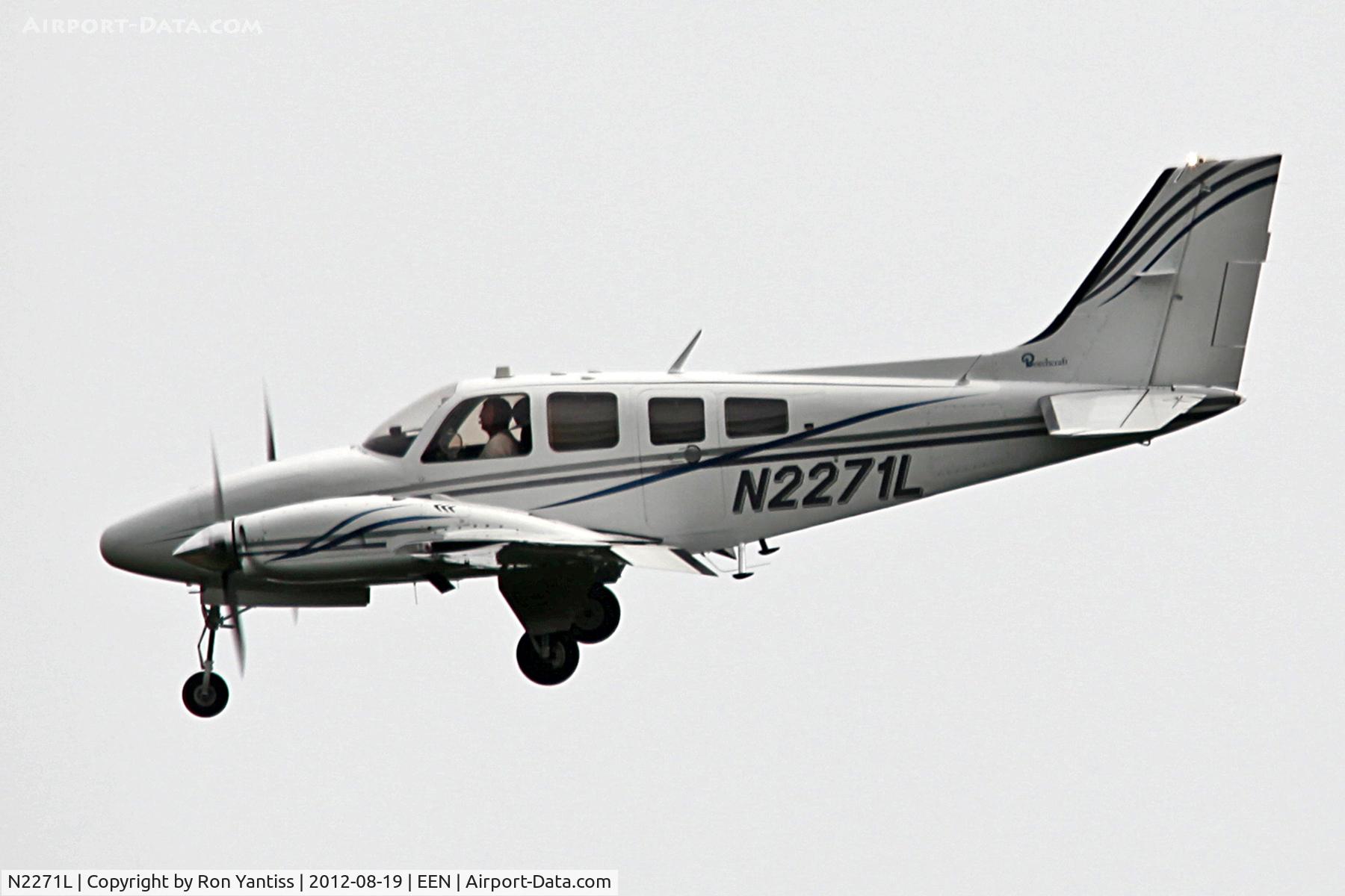 N2271L, 1976 Beech 58P Baron C/N TJ-71, Left base on final for runway 02, Dlllant-Hopkins Airport, Keene, NH