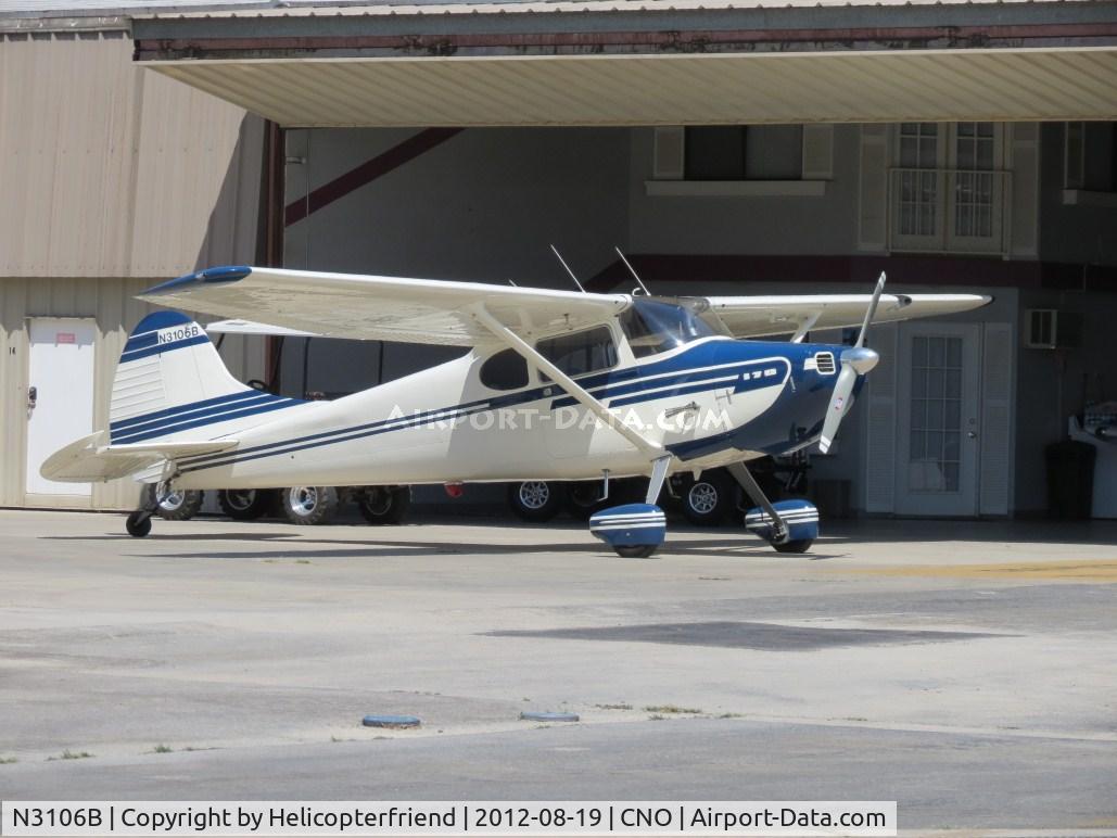 N3106B, 1952 Cessna 170B C/N 25348, Parked by a hanger