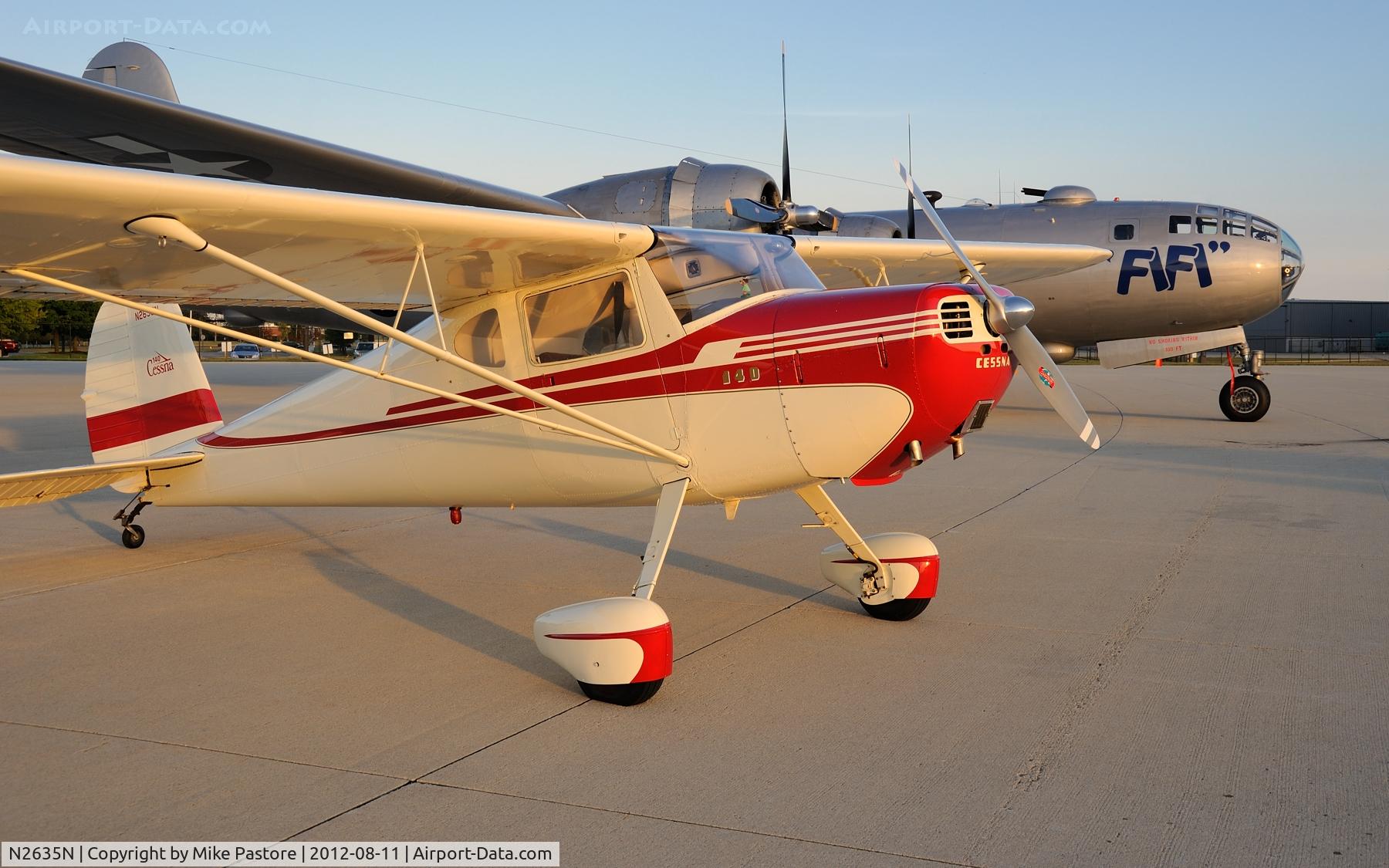 N2635N, 1947 Cessna 140 C/N 12893, My 1947 Cessna 140, 'Toto' and 'Fifi' together on the ramp at DuPage Airport