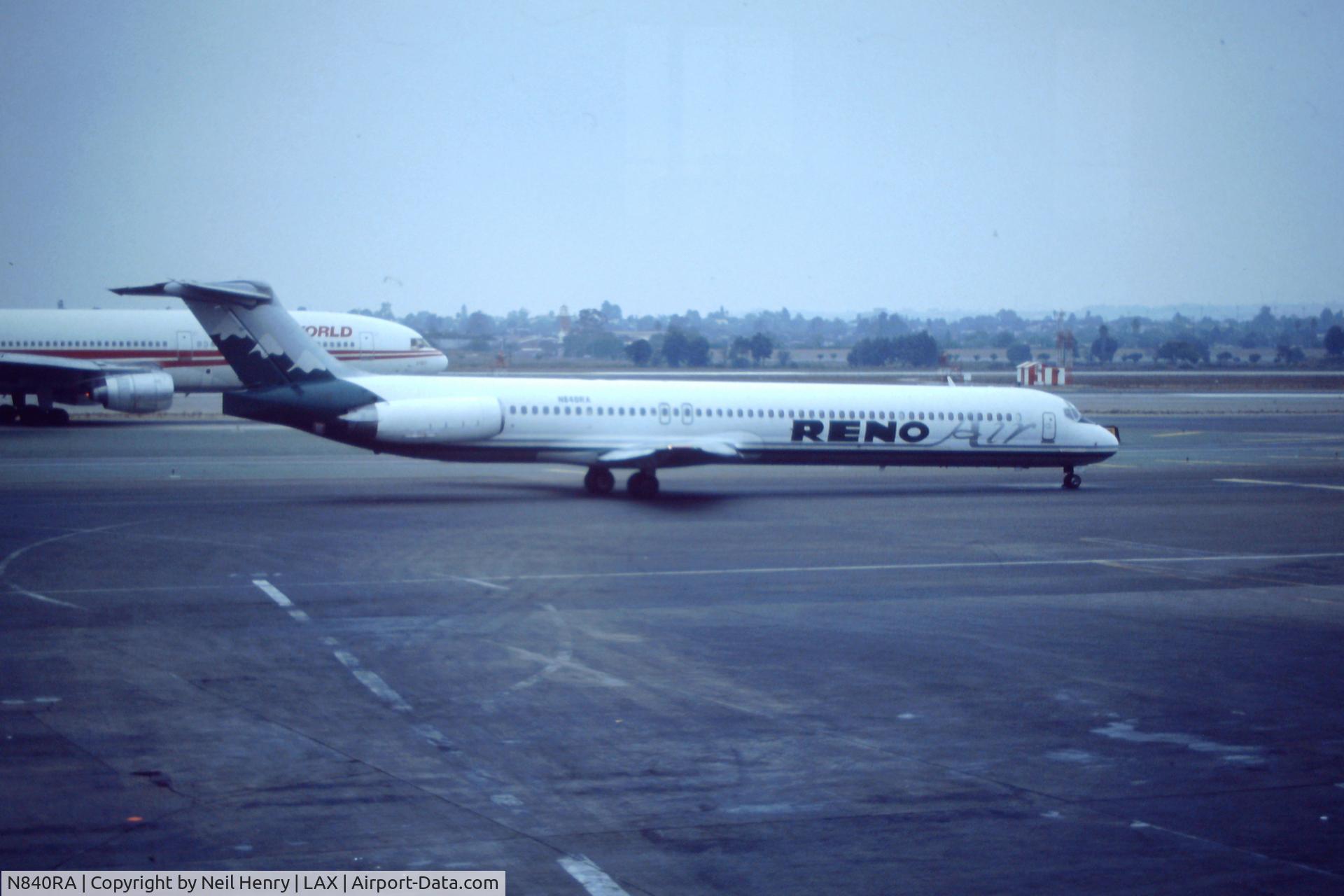 N840RA, 1986 McDonnell Douglas MD-82(DC-9-82) C/N 49424, Taken early October 1994 at LAX - scanned from original slide