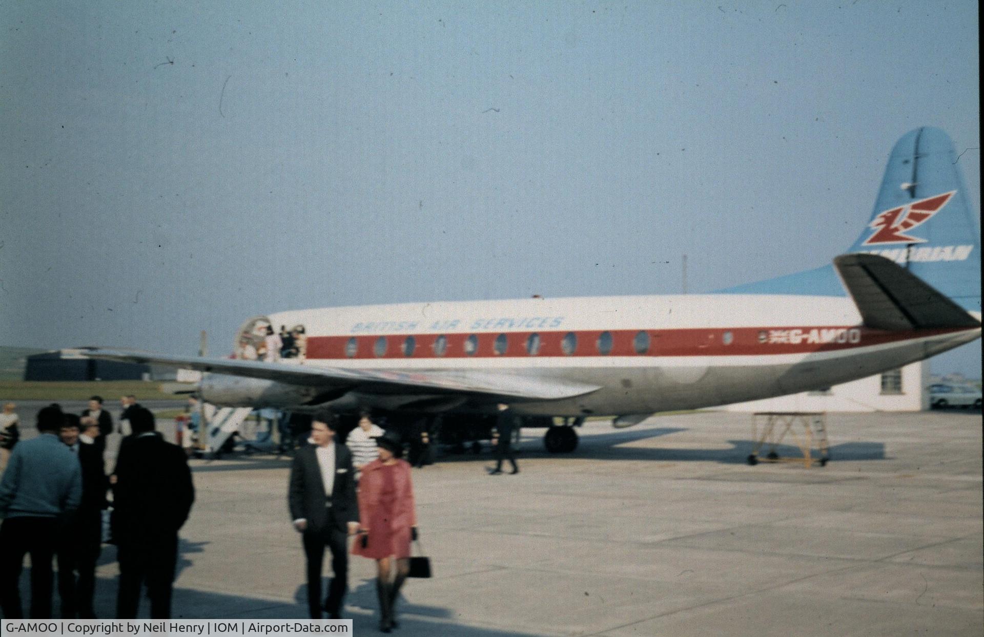 G-AMOO, Vickers Viscount 701 C/N 28, scanned from original slide taken June 1969 at Ronaldsway Airport,  Isle of Man