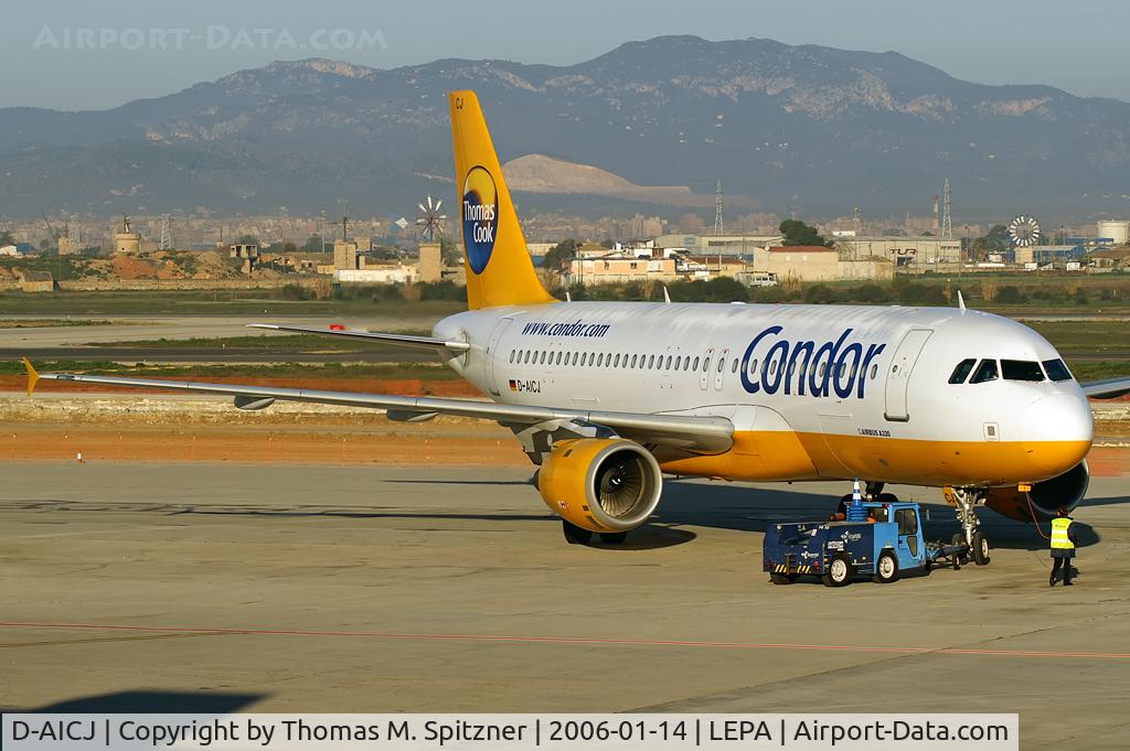 D-AICJ, 2001 Airbus A320-212 C/N 1402, D-AICJ Condor Berlin early morning departure at PMI.