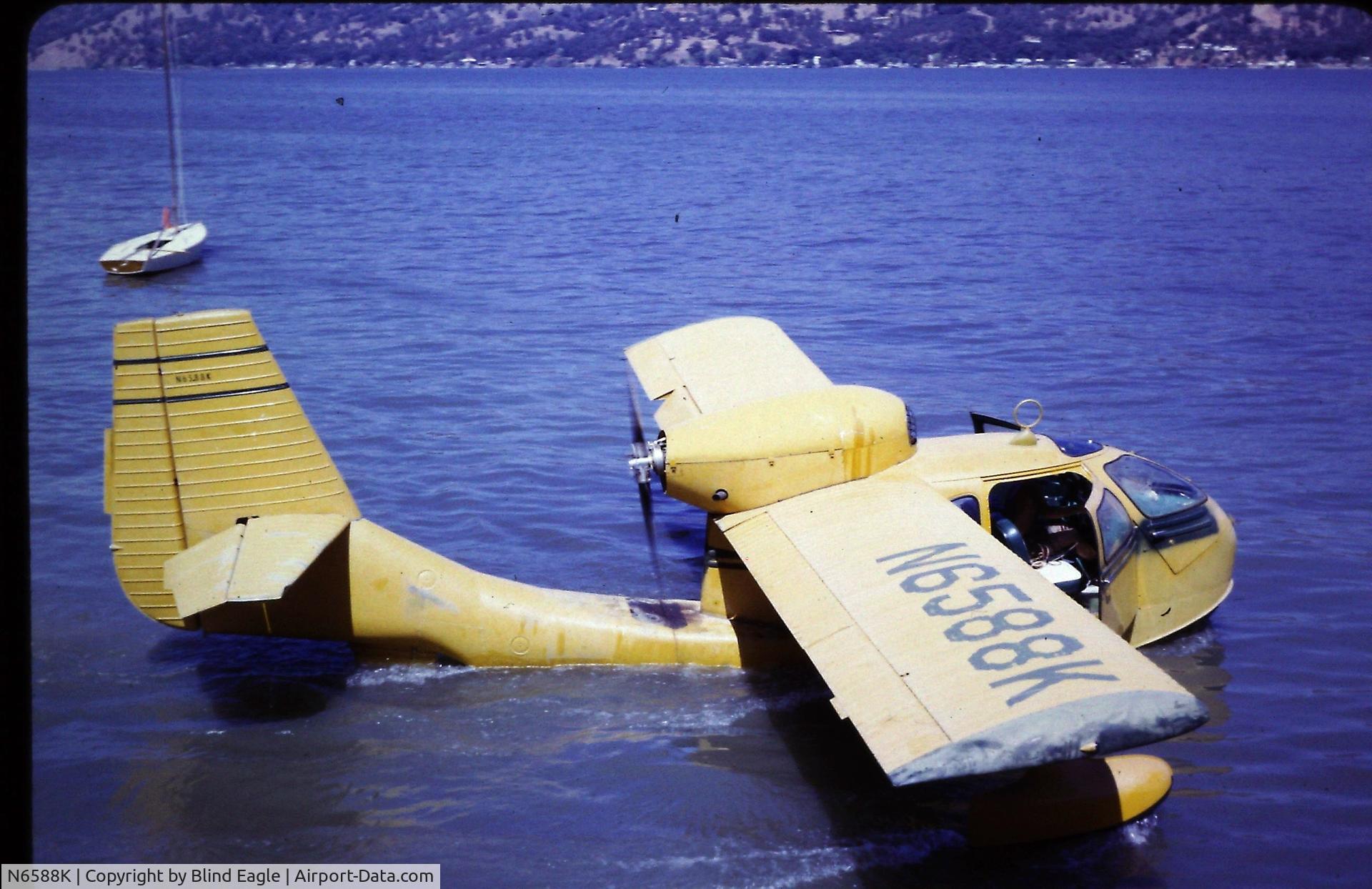 N6588K, 1947 Republic RC-3 Seabee C/N 861, Sold. Summer 1965(?) Hadn't run in about 8 years. Rolled down a ramp into Clear lake, CA. Cleaned lines, attached wings, took birdnest from intake etc. fired up flew it away