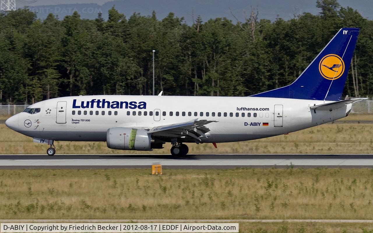 D-ABIY, 1991 Boeing 737-530 C/N 25243, decelerating after touchdown
