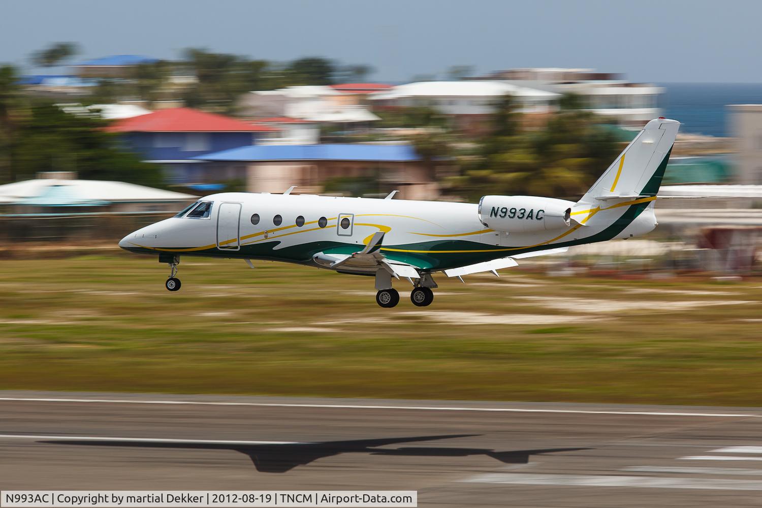 N993AC, Israel Aerospace Industries Gulfstream G150 C/N 265, landing at SXM