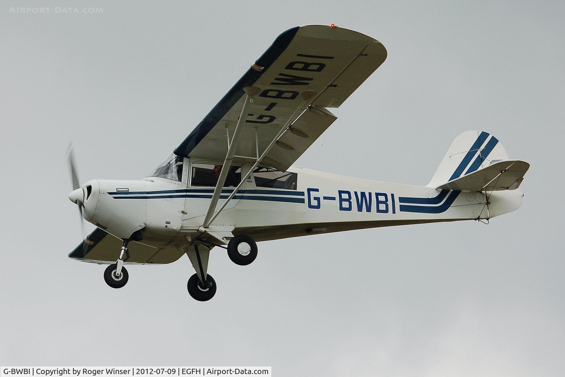 G-BWBI, 1991 Taylorcraft F22A C/N 2207, Resident F-22A landing at Swansea Airport. The only example on the UK register. Previously registered N22UK.