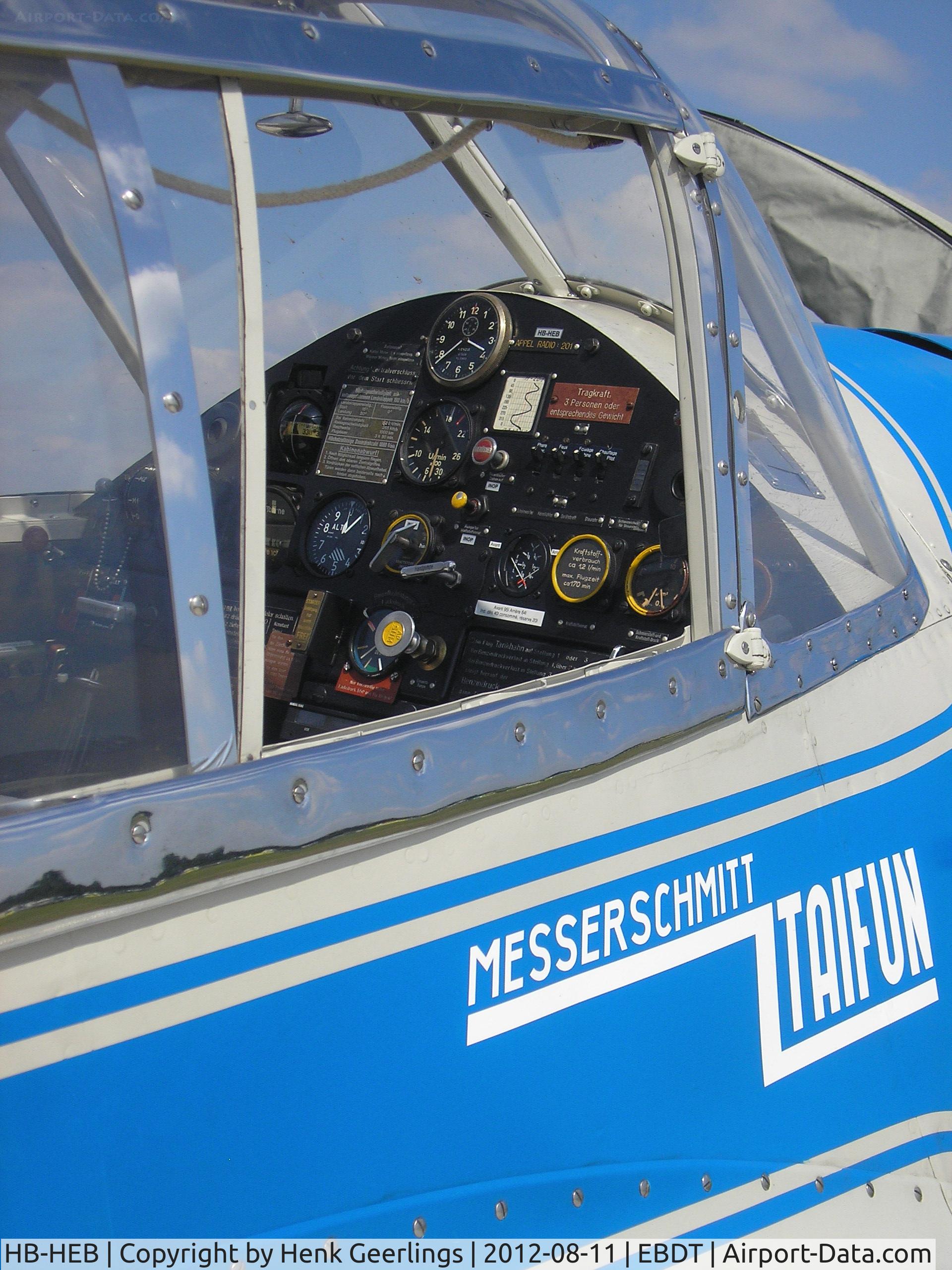 HB-HEB, 1938 Messerschmitt Bf-108B-1 Taifun C/N 1988, Cockpit  ; Schaffen Diest Fly In