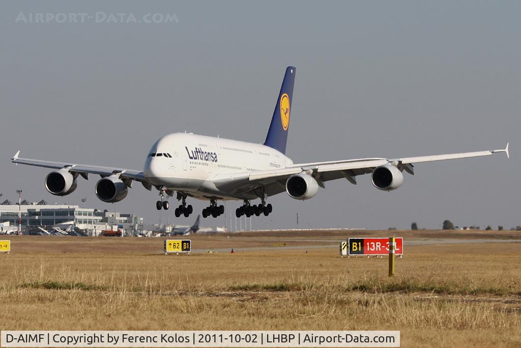 D-AIMF, 2011 Airbus A380-841 C/N 066, Ferihegy