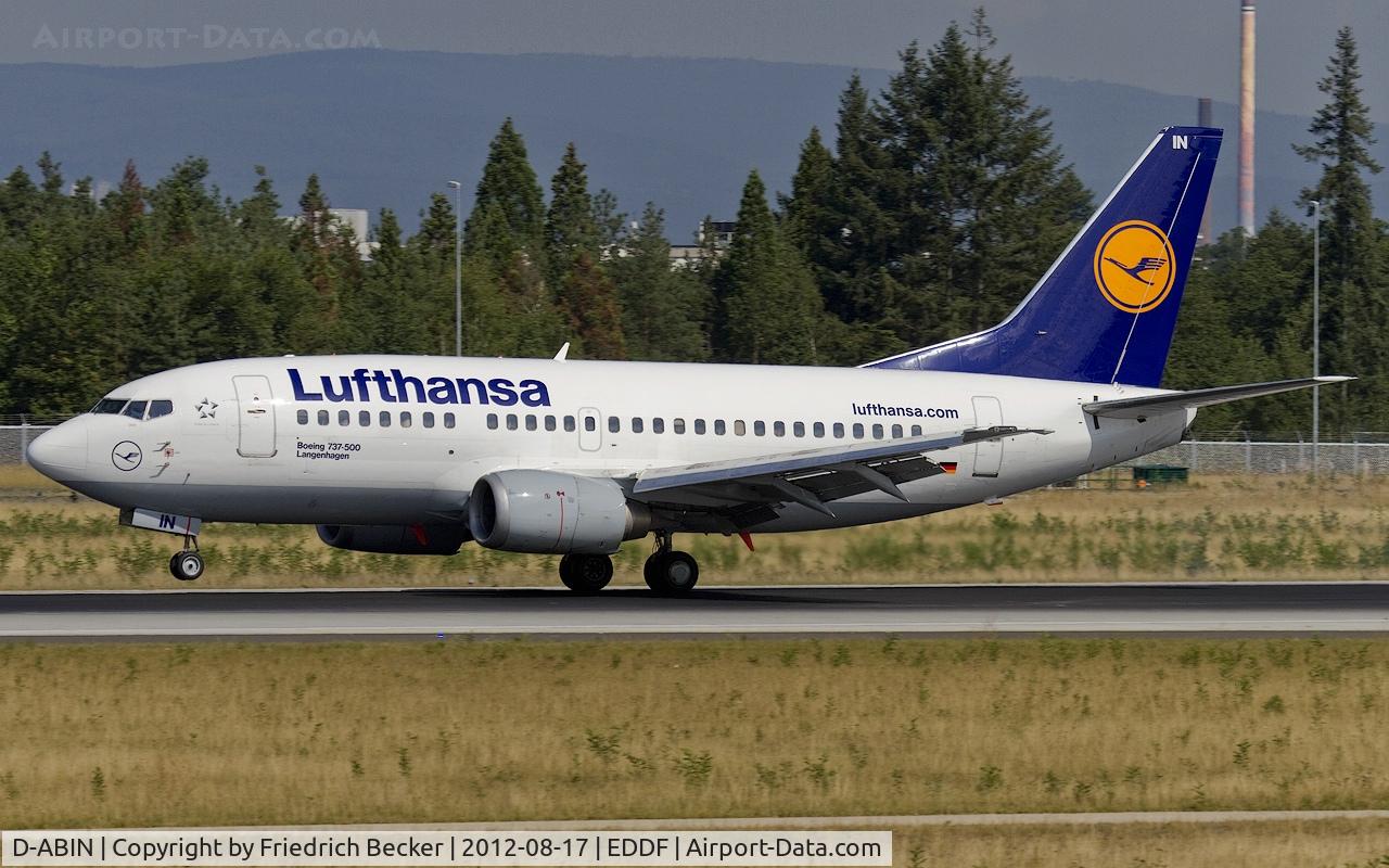 D-ABIN, 1991 Boeing 737-530 C/N 24938, decelerating after touchdown