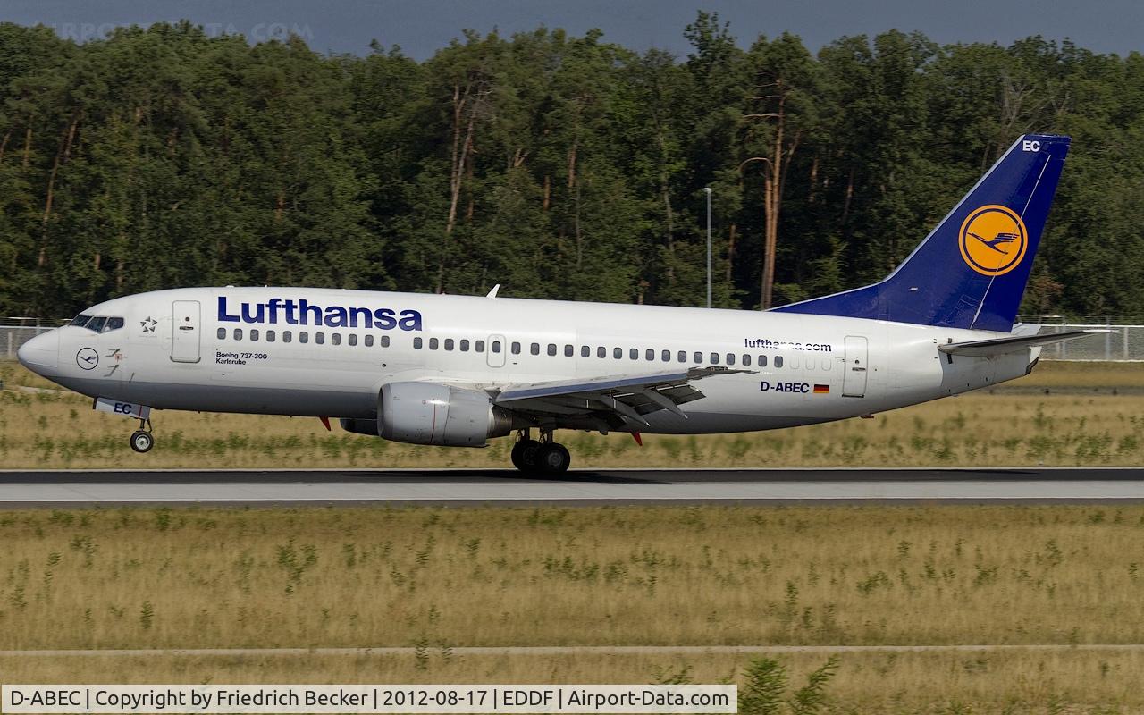 D-ABEC, 1991 Boeing 737-330 C/N 25149, decelerating after touchdown