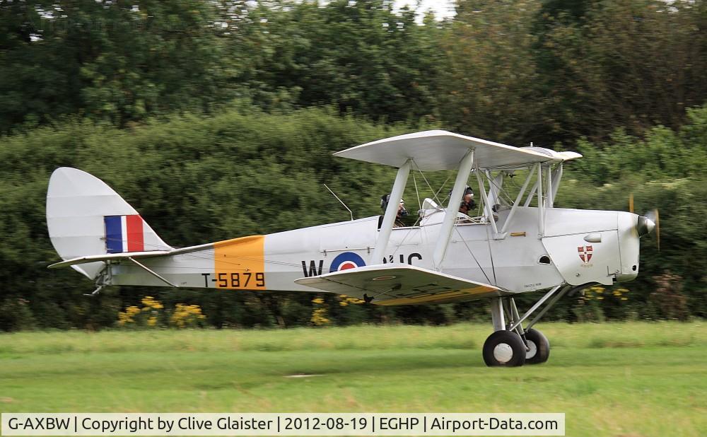 G-AXBW, 1940 De Havilland DH-82A Tiger Moth II C/N 83595, Ex: T5879 > 6854M > G-AXBW - Originally in private hands in March 1969 and currently with, G-AXBW Ltd since September 2007.