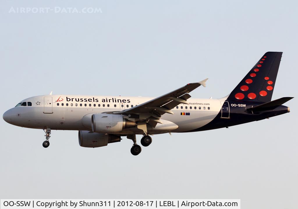 OO-SSW, 2007 Airbus A319-111 C/N 3255, Landing rwy 25R