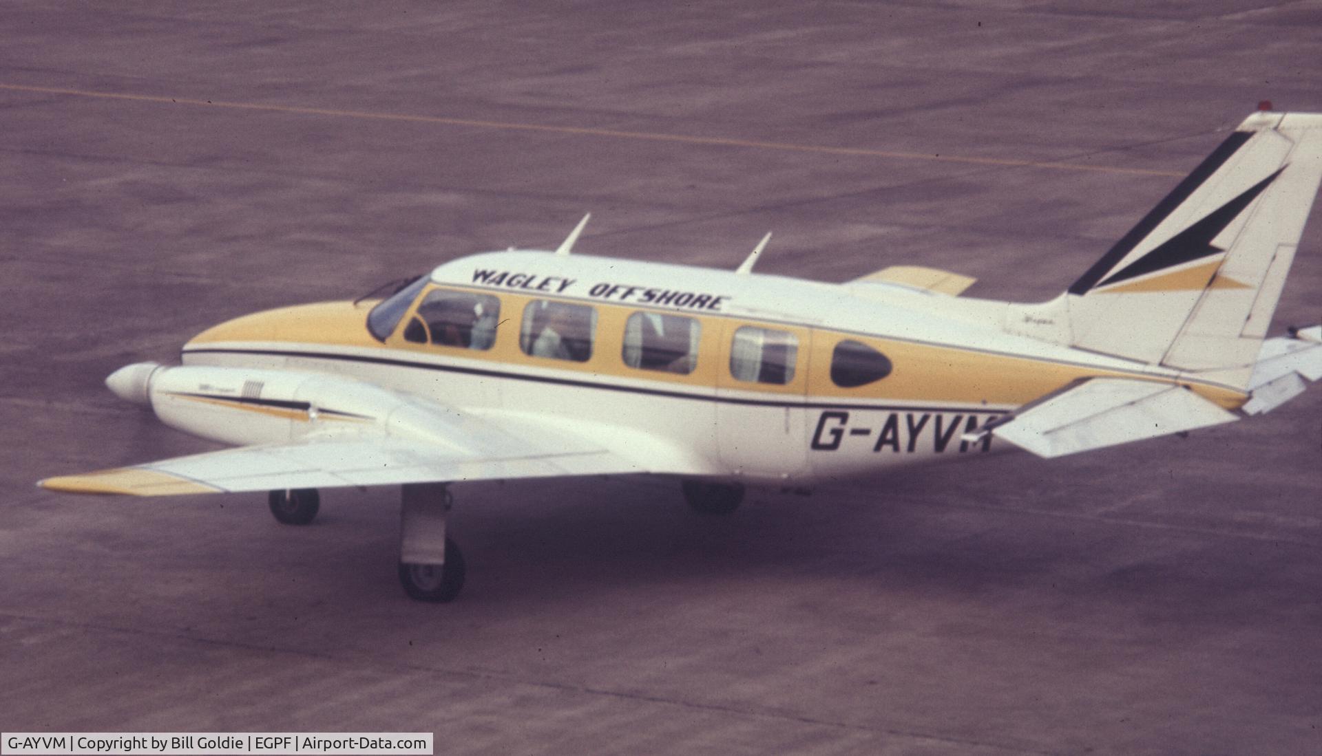 G-AYVM, 1969 Piper PA-31 Navajo C/N 31-516, Photo taken at Glasgow International Airport around 1975