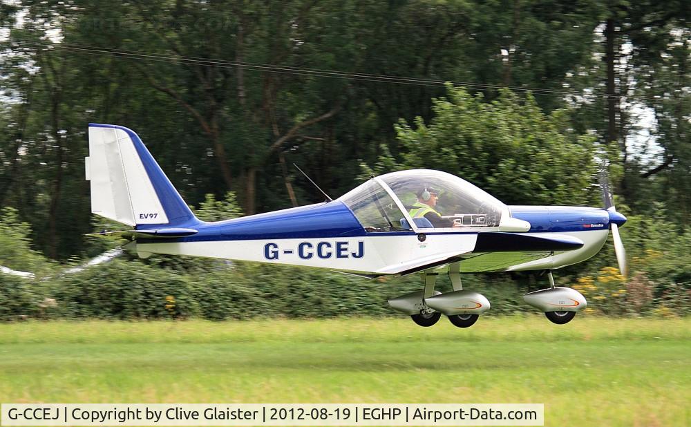 G-CCEJ, 2003 Aerotechnik EV-97 Eurostar C/N PFA 315-14011, Has been in private hands since May 2003.