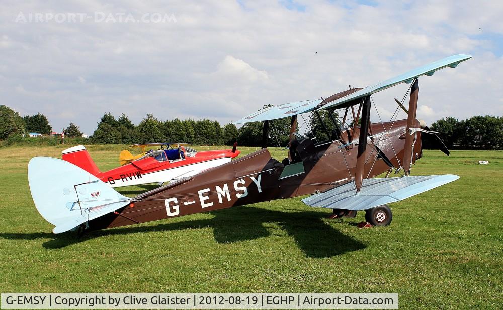 G-EMSY, 1940 De Havilland DH-82A Tiger Moth II C/N 83666, Ex: T7356 > de Havilland's E-6 > D-EDUM > G-ASPZ > G-EMSY - Originally owned to, RAF Geilenkirchen Flying Club in March 1964 as G-ASPZ and currently a Trustee of, The GEMSY Group since April 2011 as G-EMSY.