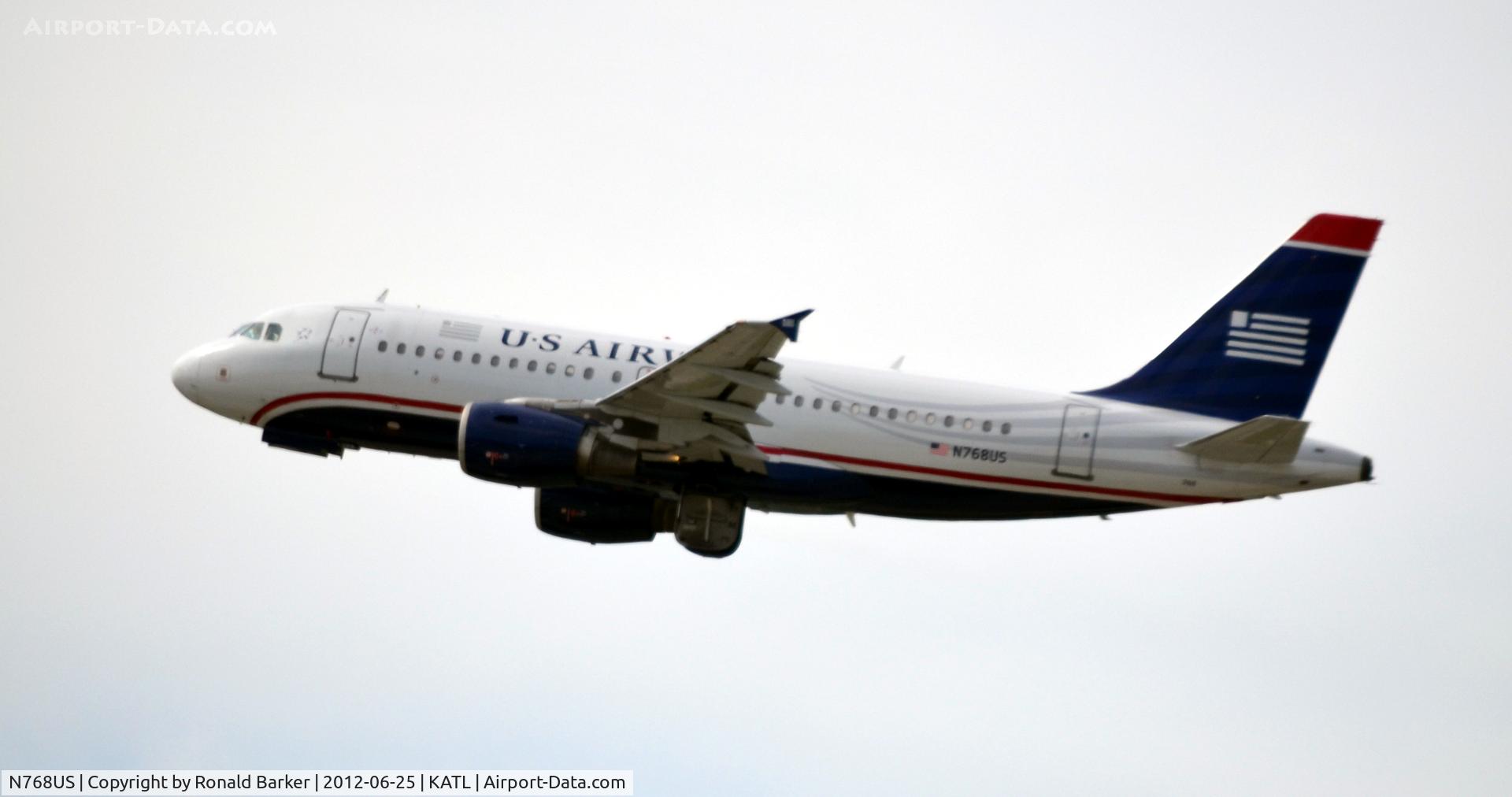 N768US, 2000 Airbus A319-112 C/N 1389, Takeoff ATL