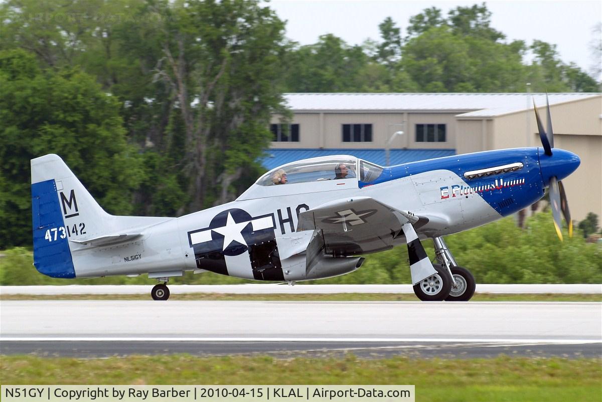N51GY, 1946 North American F-51 C/N 44-73142, Just landed at Sun & Fun 2010.