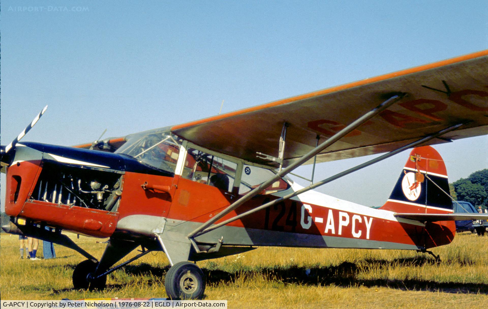 G-APCY, 1957 Auster J-1N Alpha C/N 3377, Auster J-1N Alpha as seen at Denham in the Summer of 1976.
