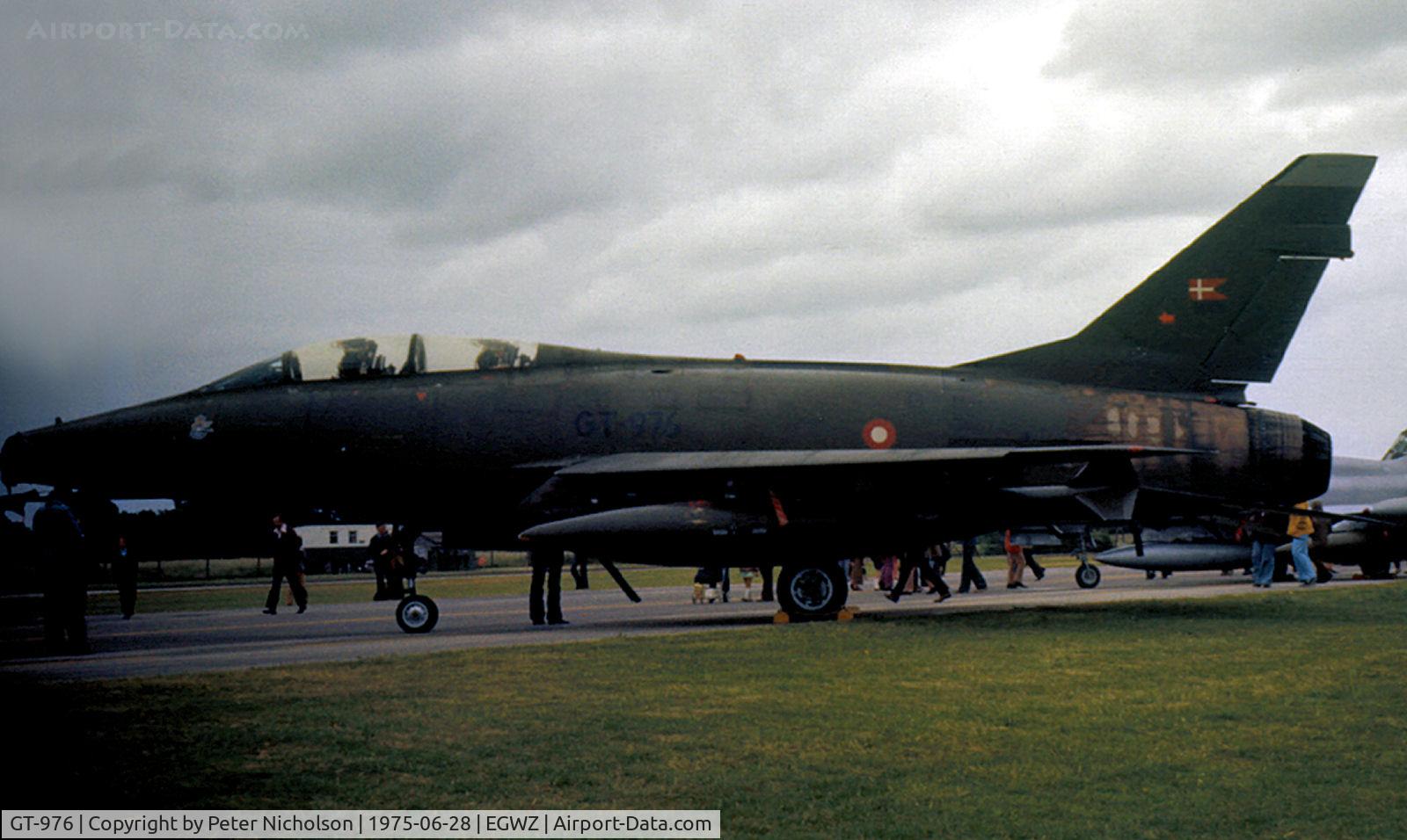 GT-976, 1958 North American TF-100F Super Sabre C/N 261-2, TF-100F Super Sabre of the Royal Danish Air Force's Eskradille 727 on display at the 1975 RAF Alconbury Airshow.