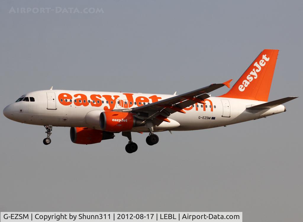 G-EZSM, 2003 Airbus A319-111 C/N 2062, Landing rwy 25R