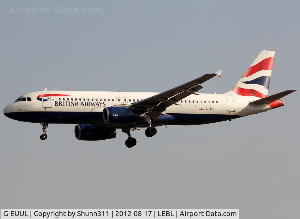 G-EUUL, 2002 Airbus A320-232 C/N 1708, Landing rwy 25R