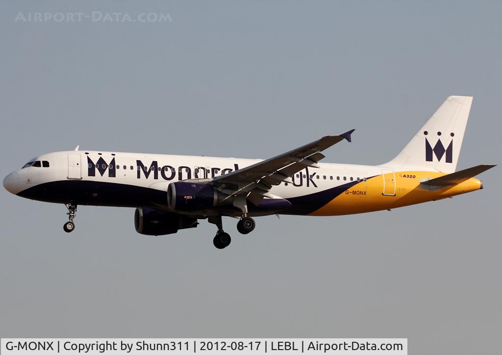 G-MONX, 1992 Airbus A320-212 C/N 392, Landing rwy 25R with new c/s