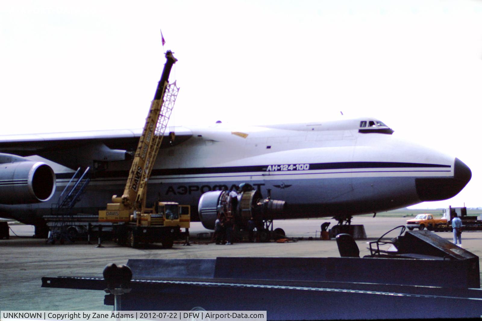 UNKNOWN, Airliners Various C/N Unknown, Aeroflot AN-124 lost an engine at DFW airport. They flew in a new one on an IL-76 and changed it on the ramp.
