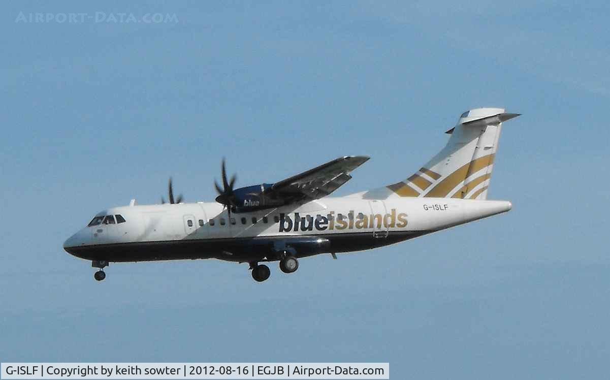 G-ISLF, 1997 ATR 42-500 C/N 546, landing on a regular service