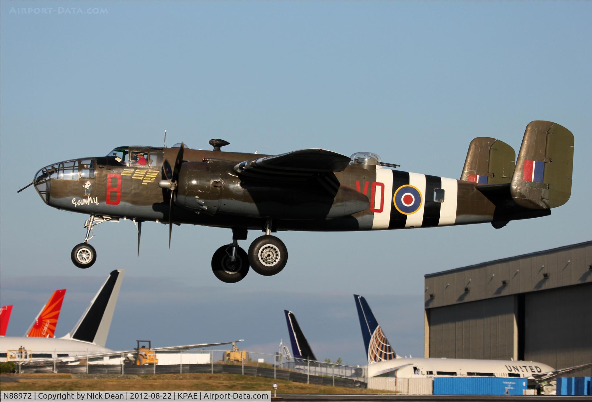 N88972, 1943 North American B-25D Mitchell C/N 100-23644, KPAE/PAE 5 787's visible outside the ATS hangar there are about 30 total airframes dotted around the field.