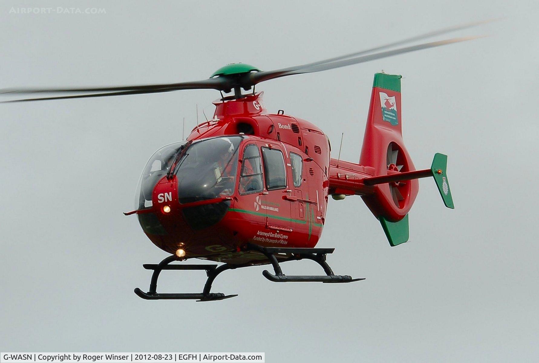 G-WASN, 2008 Eurocopter EC-135T-2+ C/N 0746, Swansea Airport based Wales Air Ambulance helicopter (Helimed 57) responding to an emergency.