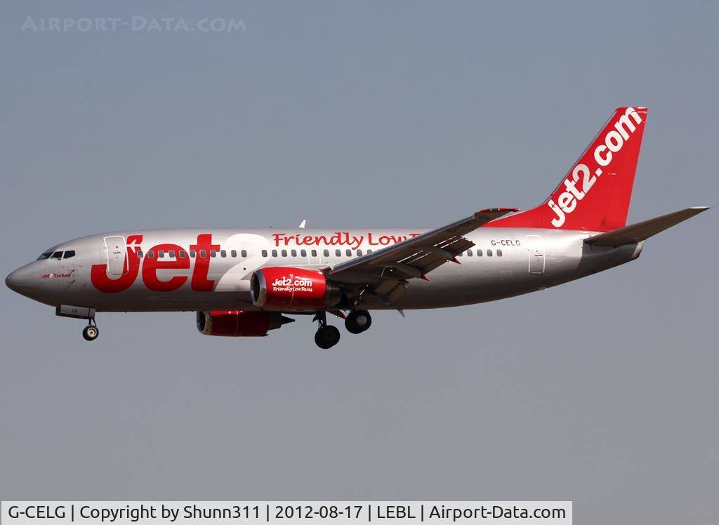 G-CELG, 1988 Boeing 737-377 C/N 24303, Landing rwy 25R