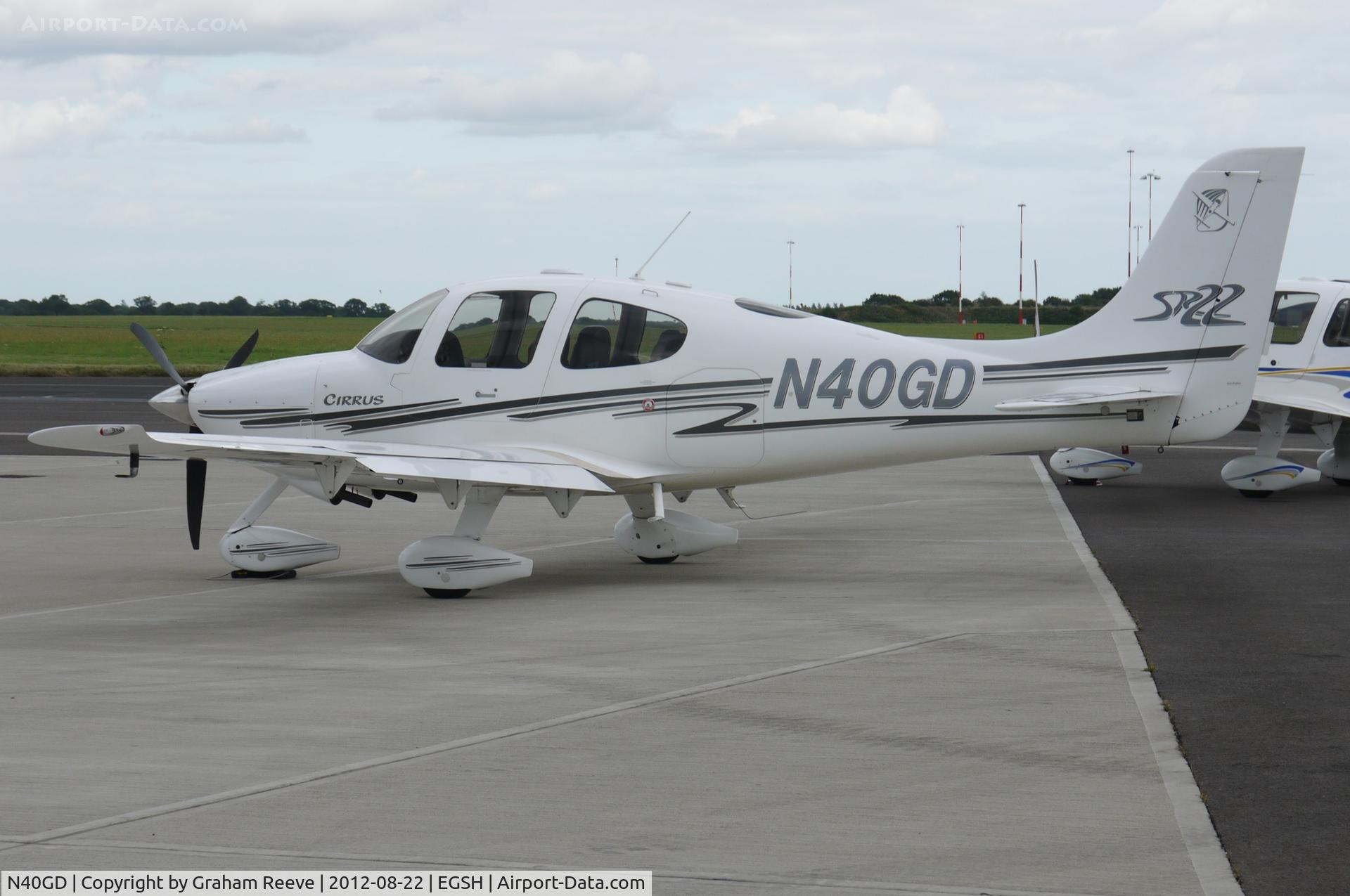 N40GD, 2003 Cirrus SR22 C/N 0473, Parked at Norwich.