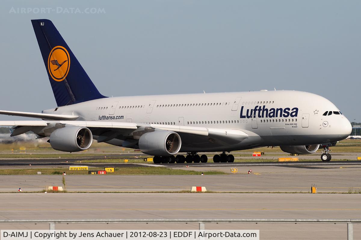 D-AIMJ, 2011 Airbus A380-841 C/N 073, Line up rwy 18