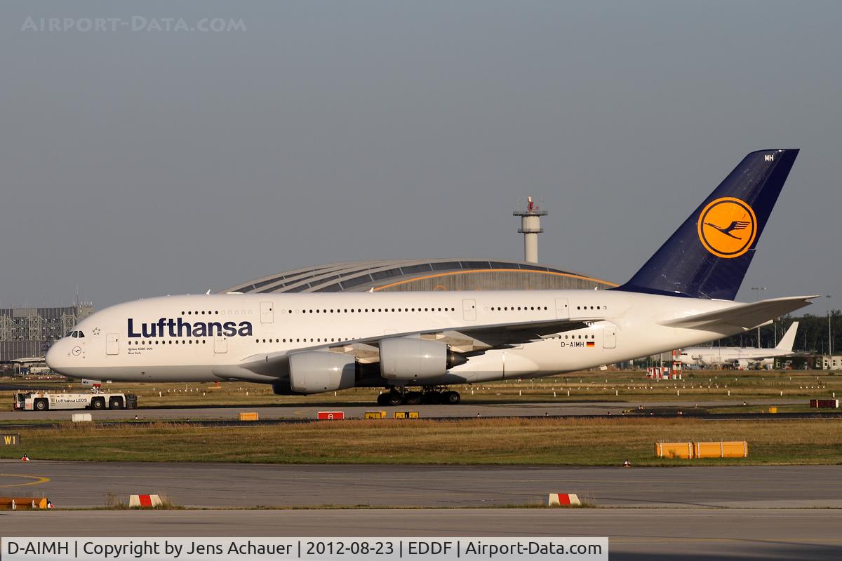 D-AIMH, 2010 Airbus A380-841 C/N 070, Getting towed to the gate